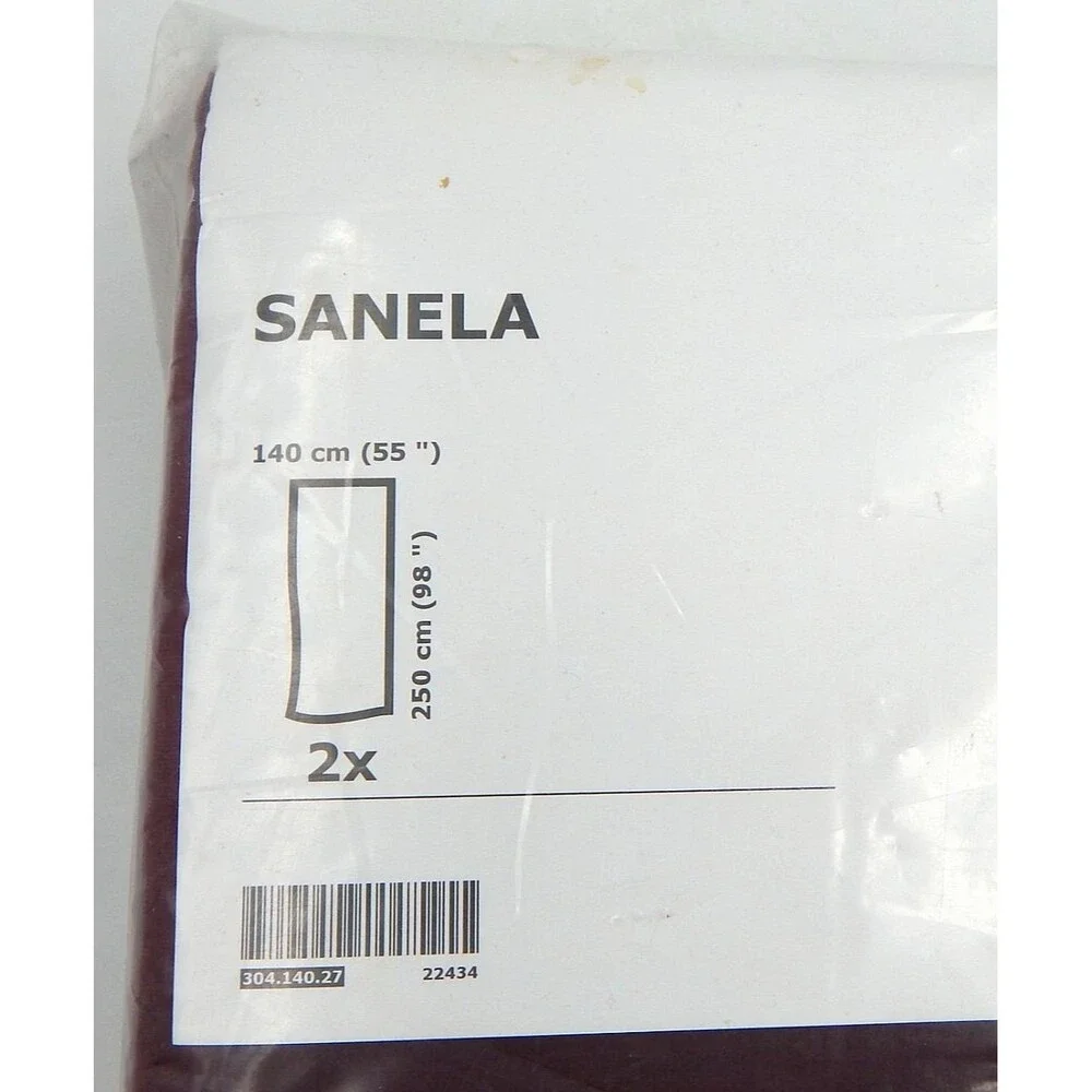 Ikea SANELA Dark Red Velvet Curtains Room Darkening 55x98 Inch 1 Pair 304.140.27